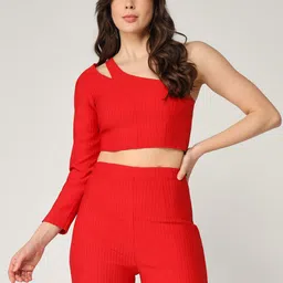 Zima Leto One-Shoulder Crop Top With Shorts-picture-57