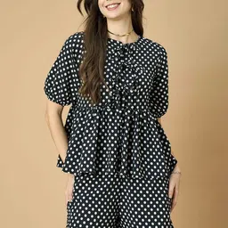 Fashfun Printed Round Neck Top With Shorts Co-Ords-16