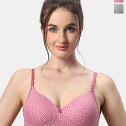 Sonari Maggi Pack Of 2 Striped Lightly Padded T-shirt Bras- All Day Comfort-17
