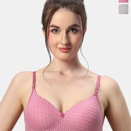 Sonari Pack Of 2 Printed Medium Coverage Lightly Padded T-shirt Bra - All Day Comfort-12