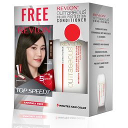 Revlon Top Speed Hair Color - Brownish Black 68 with Outrageous Conditioner-13