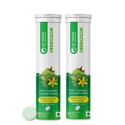 DR. VAIDYA'S Set Of 2 Herboslim Tablets - 15 Effervescent Tablets Each-Green Apple Flavor-19