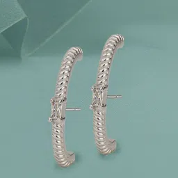 Carlton London Rhodium-Plated CZ Studded Contemporary Studs Earrings-51