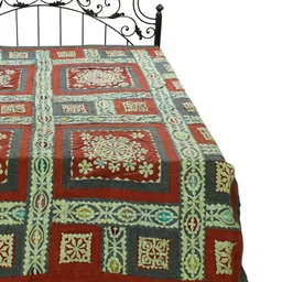 Exotic India Maroon & Green Ethnic Motifs 300 TC Queen Bedsheet with Pillow Covers-image-14