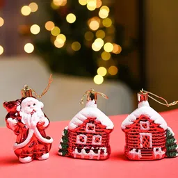 MARKET99 3-Pcs Red & White Decoration X-Mas Hanging-22