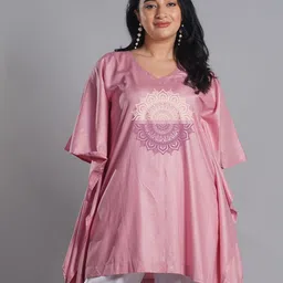 LetsDressUp Ethnic Motifs Printed V-Neck Extended Sleeves Kaftan Plus Size Kurti-25