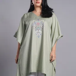 LetsDressUp Plus Size Floral Printed V-Neck Kaftan Kurti-picture-19