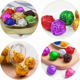 Royals 200pc Assorted Colour Foil Wrappers for Chocolate, 8 x 9 cm, (Plain/Printed) Chocolate Paper Chocolate Wrapping foil image 1