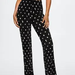 MANGO Women Black Floral Printed Trousers-image-78