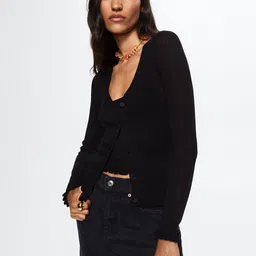 MANGO Women Black Solid Cardigan-image-97
