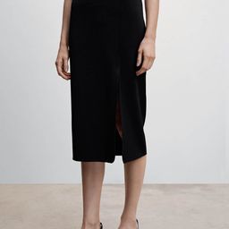 MANGO Side Hem Slit Pencil Midi Skirt-picture-12