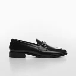 MANGO Women Horsebit Detailed Leather Loafers-image-12