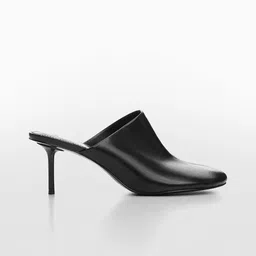 MANGO Women Leather Slim Heeled Mules-51