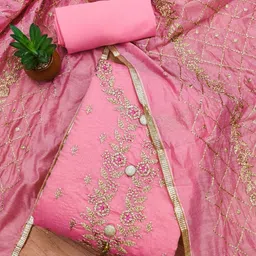 KALINI Embroidered Art Silk Unstitched Dress Material-picture-17
