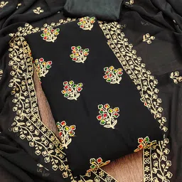 KALINI Floral Embroidered Silk Georgette Unstitched Dress Material-picture-28