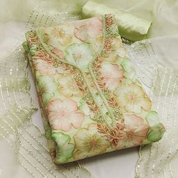 KALINI Floral Printed Sequined Organza Unstitched Dress Material-picture-12