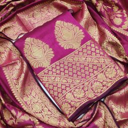 KALINI Pink & Gold-Toned Unstitched Dress Material-picture-4