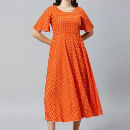 DUMMY SHAPE Self Design Printed Maternity Fit and Flare Midi Dresses-image-59