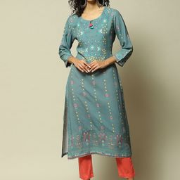 Rangriti Round Neck Printed Kurta-image-42