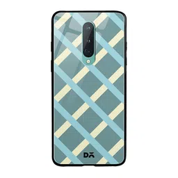 DailyObjects Sea Green & Yellow Diagonal Checks OnePlus 8 Glass Mobile Cover-0