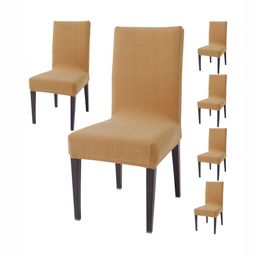 HOKIPO Brown Set Of 6 Elastic Dining Chair Cover Protector Seat Slipcovers-image-96