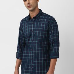 Peter England Casuals Slim Fit Windowpane Checks Checked Pure Cotton Casual Shirt-image-99