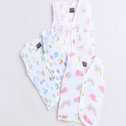 Polka Tots Kids Pack of 3 Printed Cotton Jhabla Innerwear Vests-36