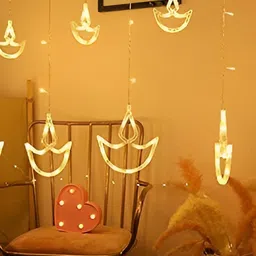 SPARK WORLD Yellow 12 Diya Shaped LED String Lights-12
