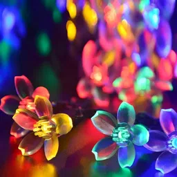 SPARK WORLD Blue & Red Flower Shaped String Lights-40