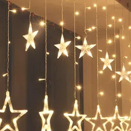 SPARK WORLD Yellow & White Star Shaped Bulb String Lights-13