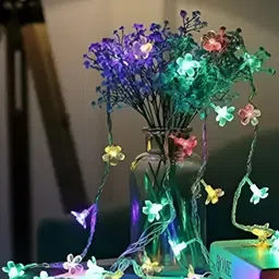 SPARK WORLD Blue & Green Flower Shape String Lights-3
