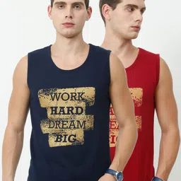 Fleximaa Men Multicoloured & french middle red purple Typography 2 Printed Raw Edge T-shirt-5