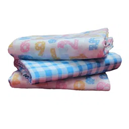 Trance Home Linen 
Numeric & Checks Set of 3 Cotton Baby Swaddle Wrap-0