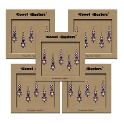 Comet Busters Set of 5 Handcrafted Reusable Traditional Designer Bindis - Purple 031-4