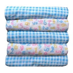 Trance Home Linen 
Numeric & Checks Set of 5 Cotton Baby Swaddle Wrap-19
