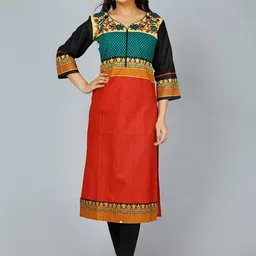Jevi Prints Ethnic Motif Printed V Neck Pure Cotton Kurta-picture-57