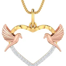 KUBERBOX 18KT Gold Diamond Lovebirds Pendant- 2.07gm-image-42