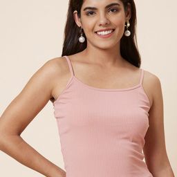 Globus Nude-Color Shoulder Straps Ribbed Fitted Top-image-73