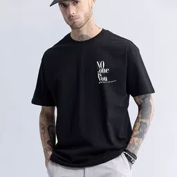 MISCHIEF MONKEY Printed Round Neck Oversized T-shirt-image-90