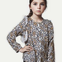 BAESD Girls Floral Printed Polo Collar Drop-Shoulder Sleeves Pockets T-shirt-image-75