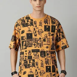 THE HOLLANDER Graphic Printed Drop-Shoulder Sleeves Oversized Fit Pure Cotton T-shirt-picture-29