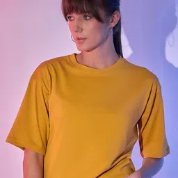BUY NEW TREND Women Checked Henley Neck Drop-Shoulder Sleeves Raw Edge Boxy T-shirt-image-54