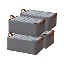 HOUSE OF QUIRK Grey 4 Pieces Regular Multi-Utility Organisers-image-14