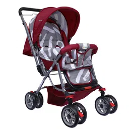 1st Step Kids Red & Grey Baby Stroller With 5 Point Safety Harness & Reversible Handlebar-22
