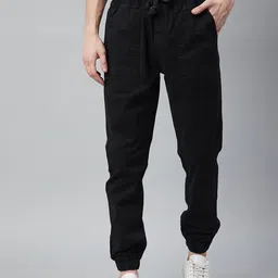 HERE&NOW Men Black Solid Joggers-picture-42