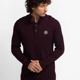SPYKAR Pure Cotton Mock Collar Cable Knit Pullover Sweater-image-23