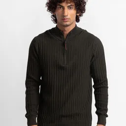 SPYKAR Pure Cotton Mock Collar Cable Knit Pullover Sweater-image-6