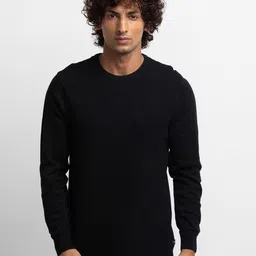 SPYKAR Pure Cotton Self Design Cable Knit Pullover Sweaters-image-35