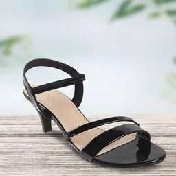 Metro Black Open-Toe Kitten Heels Sandals-37