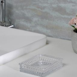 Pure Home and Living Transparent Clear Diamond Textured Glass Soap Dish-picture-31